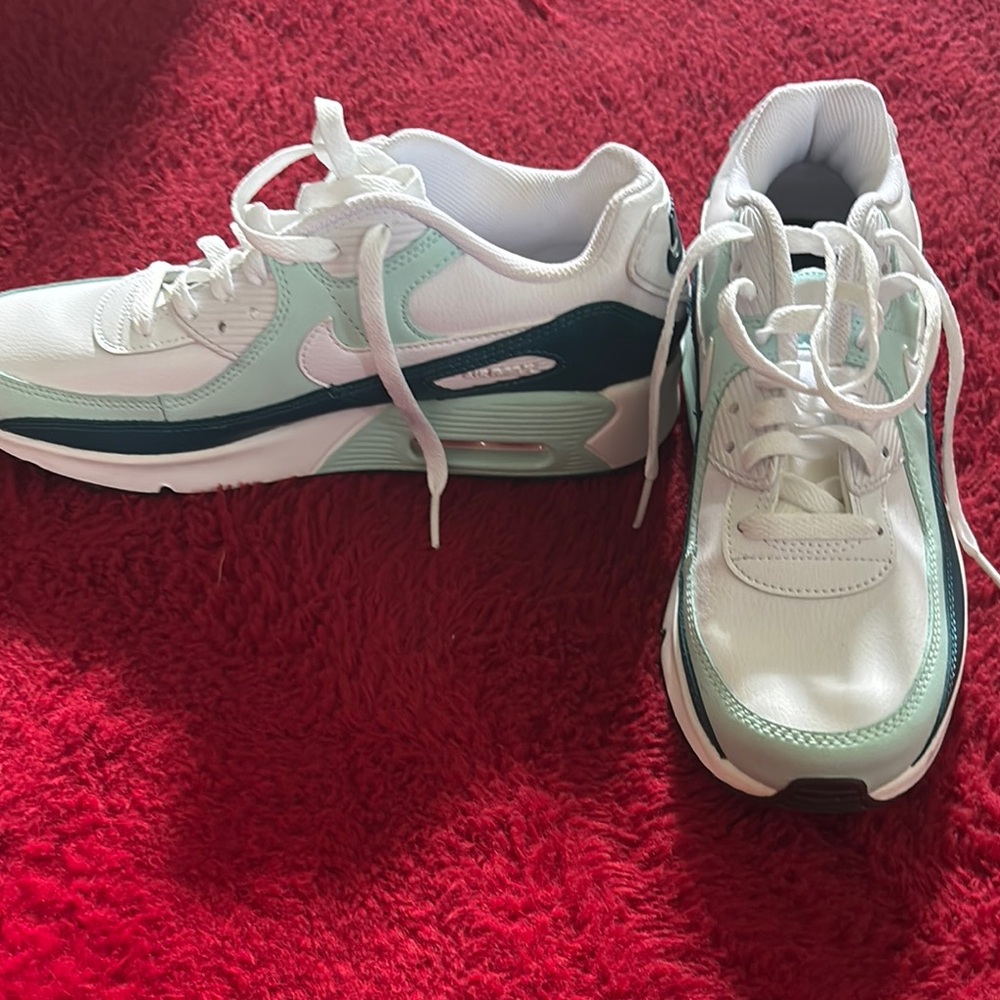 Nike White and Mint Green Sneakers